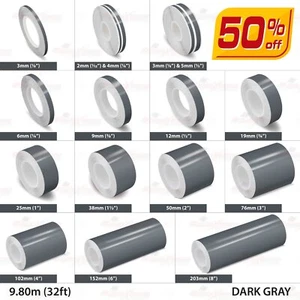 DARK GRAY Roll Pin Stripe PinStriping Solid Line Adhesive Tape Vinyl Car STICKER - Foto 1 di 27