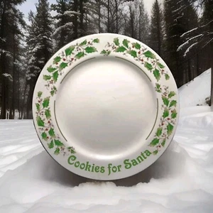 Fine China Japan Holly Holiday Cookies for Santa Plate 7.5"W Vintage - Picture 1 of 5