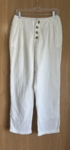 L*Space | SZ Small | Cotton Lounge Pants White Beach Pool Cover Up Straight - Picture 1 of 8