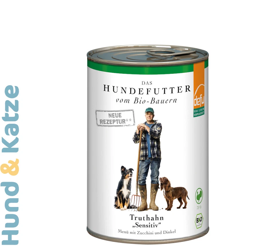 12 x 400g defu BIO-NASSFUTTER ADULT SENSITIVE TRUTHAHN, MONO-PROTEIN VON DEMETER - Bild 1 von 1
