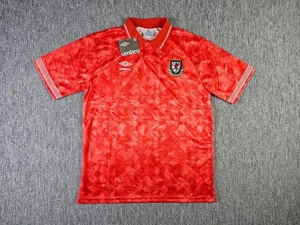Vintage Umbro Wales 1990 1992 Home Jersey Repli Kit Size 2XL Red Soccer Shirt - Picture 1 of 11