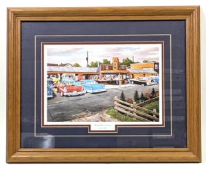 A&W Root Beer Roadside Cuisine Kunstdruck Ken Zylla mattiert gerahmt Oldtimer - Bild 1 von 3