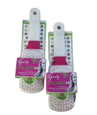 2x Goody Sticker Me Girls Paddle Hairbrush 50 Stickers Pink White Easy Grip - Image 1 of 4