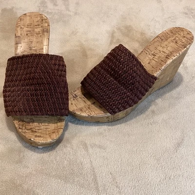 Sandalias de cuña MONTEGO BAY, parte superior elástica, marrón metálico/cobre, talla US 9/EU 40 Foto 1 de 4