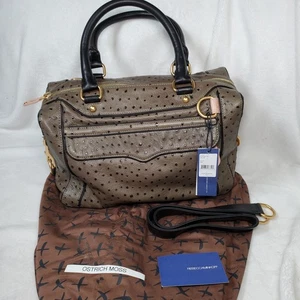 Borsa a tracolla Rebecca Minkoff struzzo goffrata in pelle verde muschio nuova con etichette prezzo al pubblico consigliato dal produttore $525 - Foto 1 di 8