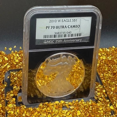 Proof 2010 W $1 Silver Eagle NGC PF70UC Black Core Blue Label 1 of 9023 Spotless - Image 1 of 4