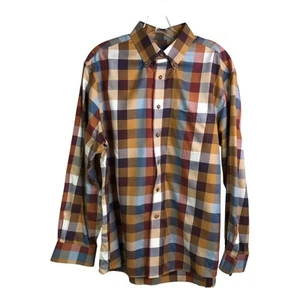 Jos A. Bank Button Down Hemd Herren Gr. Large braun langarm kariert Tailored Fit - Bild 1 von 5