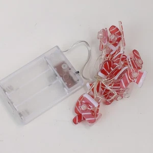 Weihnachtsstrumpf Lichterkette rot weiß LED batteriebetrieben Weihnachtsdeko  - Bild 1 von 4
