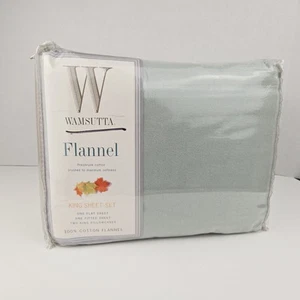 NEU Wamsutta gebürstet Flanell King Size Laken Set vorgeschrumpft 100% Baumwolle grün - Bild 1 von 6