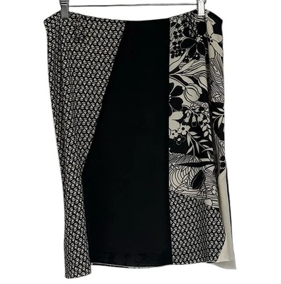 Oscar De La Renta Women’s Knee Length Skirt Floral Black Beige Lined Size 14 - Image 1 of 4