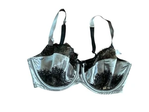 Cacique Lane Bryant Silber & Schwarz Spitze BH Übergröße 36DDD Neu ohne Bügel - Bild 1 von 6