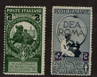 Italy Scott 126 and 128 Mint - Small Thin - CV 4.80$ - Image 1 of 2
