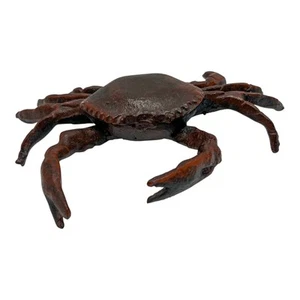 Cast Iron Crab Garden Pond Figurine Paperweight Rustic Nautical Decor Red Brown - Picture 1 of 9