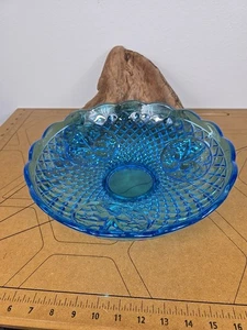 Vintage Westmoreland Cornflower Blue Glass Footed Console Bowl Della Robbia EUC  - Picture 1 of 23