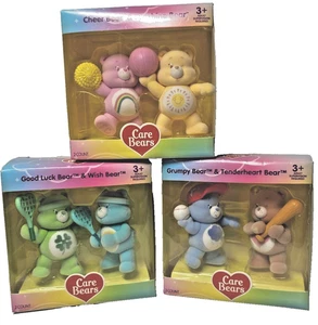 Care Bears Flocked Mini Figures Set of 6 lot of 3 boxes New Release Sport Fun - Picture 1 of 13