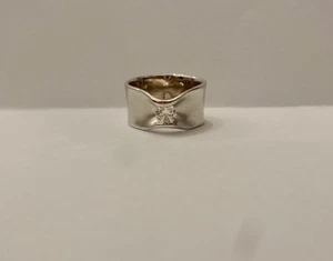 Anillo de diseño BRILLANTE 0,41 quilates oro blanco 585 hecho a mano, tallas 54,55 - Imagen 1 de 4