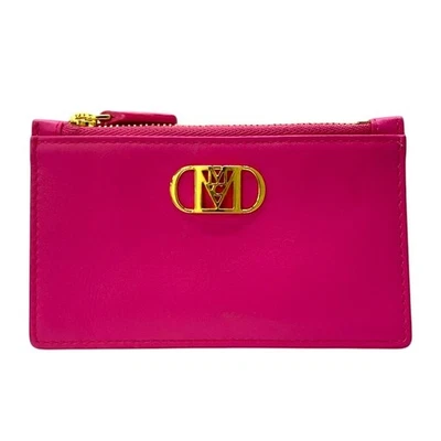 MCM Modo Travia Logo Estuche para Tarjetas Cuero Rosa Compacto Billetera Monedero Foto 1 de 4
