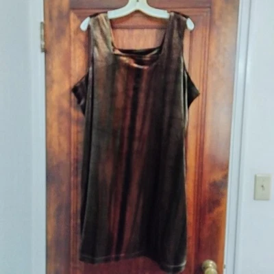 3X Vestido Vintage Años 90 Grunge Elástico Terciopelo California Concepts Marrón Cobre Foto 1 de 4