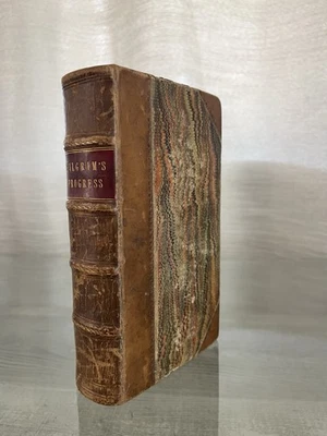1828 The Pilgrims Progress In Two Parts Leatherbound By John Bunyan  /FHB - Image 1 of 4
