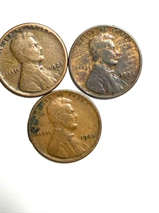 1925P 1925D und 1925S Lincoln Wheat Cents sehr schöne Münze 1125 - Bild 1 von 1