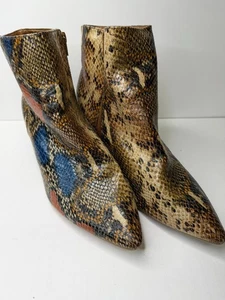 Stivaletti bambù campanella taglia 11M multicolore serpente tacco a blocco cerniera caduta - Foto 1 di 9