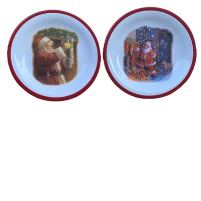 2 Pottery Barn Kids Melamine Santa Plates Night Before Christmas Ruth Sanderson - Image 1 of 4