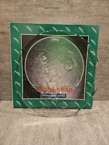 Christmas Teddy Bear Platter Plate Libbey Glass Company 13" Decorative w Box NEW - Picture 1 of 10