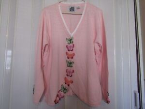 STORYBOOK KNITS Cardigan Sweater Summer Weight Butterflies and Pearls Size 1X