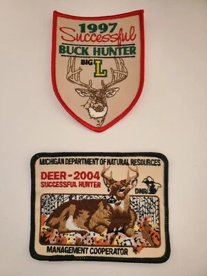 MICHIGAN DNR 2004 SUCCESSFUL DEER HUNTER And 1997 Big L Successful Buck Patches  - Image 1 of 4