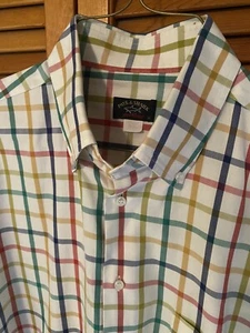 Paul & Shark Men's Cotton L/S Button Shirt Cream Multicolor Plaid • Italy • XL - Picture 1 of 11
