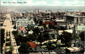 Cartolina Bird's Eye View Omaha Nebraska JH Heck Editore Burlington Serie DB - Foto 1 di 2