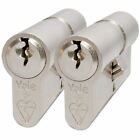 Door Cylinder Lock Keyed Alike YALE Pair uPVC Anti Bump Nickel 45/50 & 10 Keys