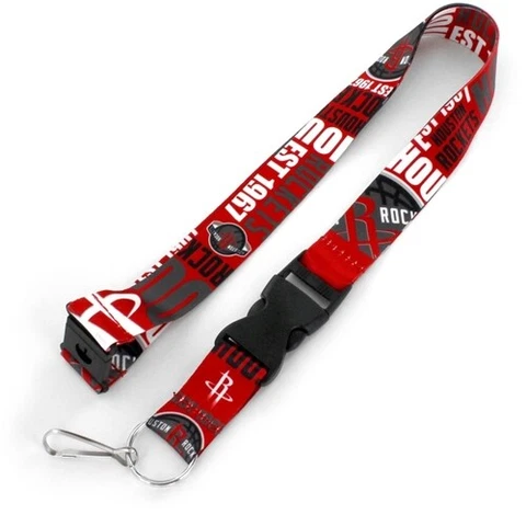 Houston Rockets Basketball Logo NBA Dynamic Lanyard Keychain w/ Safety Clip Cover