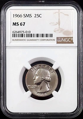 1966 SMS Washington Quarter certified MS 67 by NGC! sku 75010 - Image 1 of 4