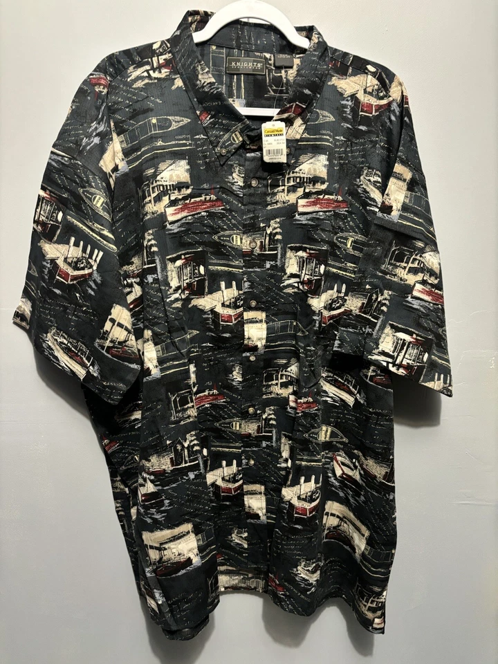 Camisa de pesca con gráfico de barcos grandes y altos Knights Sportswear 4XL para hombre Foto 1 de 4