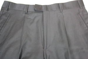 ZILLION Mens Pant Made In Italy Black Pleated Cuffed Lined All Wool Waist 38x28 - Picture 1 of 10