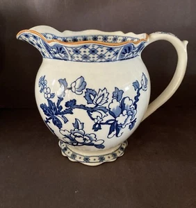 Vintage blau weiß Blumen Krug Krug Vase England - Bild 1 von 8