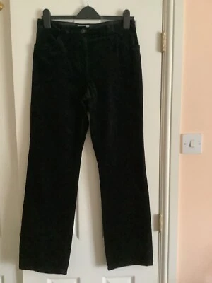 Ladies black velvet cotton/modal straight leg jeans 10 Per Una worn twice - Image 1 of 4