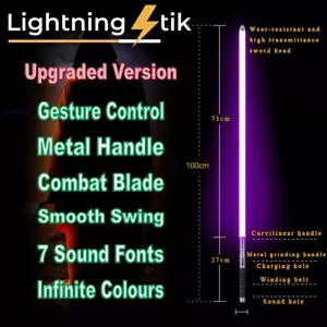 Smooth Swing 100cm Metal Lightsaber Star Wars Combat 7 Sound Fonts Gesture Ct - Foto 1 di 15
