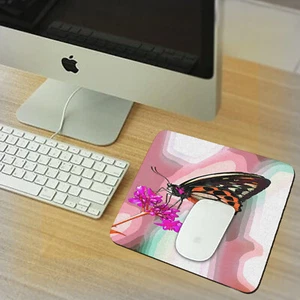 Butterfly Flowers Mousepad Rubber Rectangle Thick - Picture 1 of 1