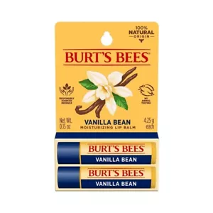 Burt's Bees Vanilla Bean Moisturizing Lip Balm 0.15oz - Pack of 2 - Picture 1 of 10