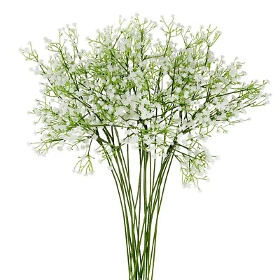 EZFLOWERY 12 Pcs Artificial Baby Breath Flowers, Gypsophila Real Touch, White - Image 1 of 4