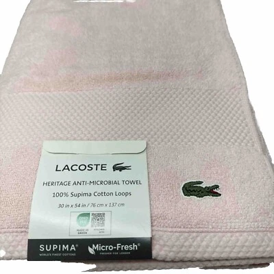 Toalla de baño de algodón Supima antimicrobiana LACOSTE Home Heritage 30 x 54 inc. Rosa Foto 1 de 4