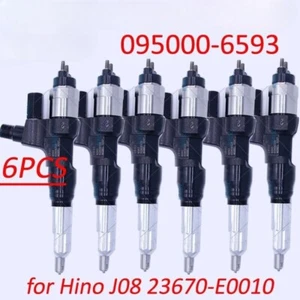 Inyectores de combustible 6 piezas 095000-6593 para Hino J08E Kobelco 1984-2018 3,8 4,7 diésel - Imagen 1 de 6