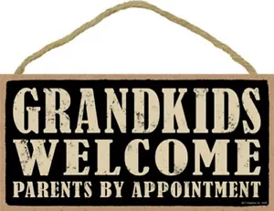 GRANDKIDS WELCOME PARENTS BY APPOINTMENT Funny Gift Wall Sign 10x5 NEW Wood 712 - Picture 1 of 3