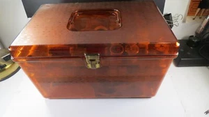 Wilson Lucite Nähkästchen Vintage 1960 Cottage Core ZWEI FÄCHER UND BODEN VOLL 14" - Bild 1 von 13