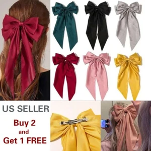 6PCS Women Large Bow Ribbon Barrettes Hairpin Satin Hair Clip Hair Accessories - Picture 1 of 5
