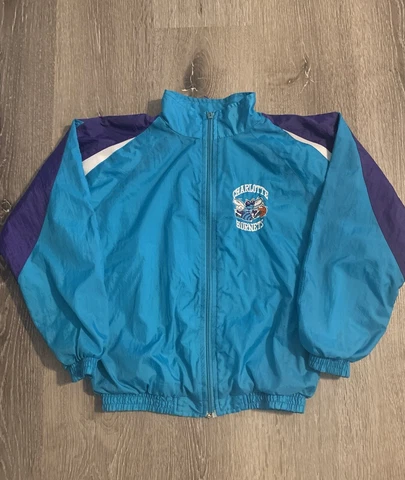 VTG 90s Charlotte Hornets Mighty Mac Jump Ball Club Jacket Youth Medium M 10-12 Cover