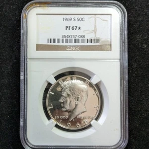 1969 S 50c Silver Kennedy Half Dollar NGC PF67 * Star - Picture 1 of 10