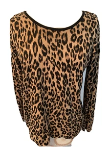 CHICO'S Pullover schwarz beige Strick Seidenmischung Animal Print Langarm Größe 1 - Bild 1 von 11